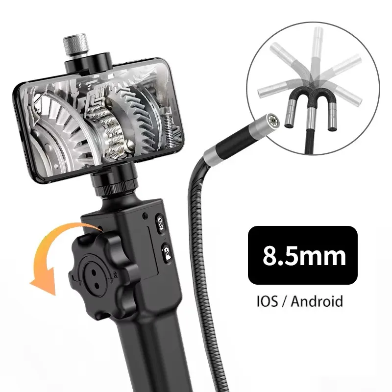 Endoskop 6,4 mm 4,3' HD 1080P Inspektionskamera mit Bildschirm und 6 Lichtquellen, flexibler Schlangenendoskop für Kfz- und HVAC-Anwendungen