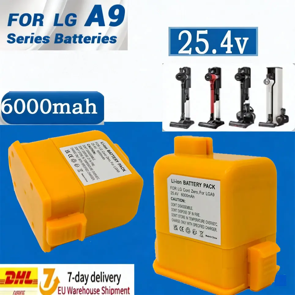 Batería de Repuesto para LG A9 Cord Zero A9,A9S,P9,A9K-CORE,A9MAX,A9T-Ultra,A9K-PRO,A9N,A9M,A9 Plus 25.4V 6000mAh