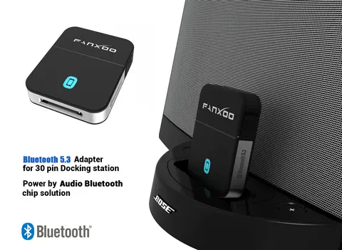 Fanxoo 30 Pin Bluetooth Adapter 5.0 Audio Mini Bluetooth Receiver For Bose Sounddock JBL YAMAHA IPhone IPod Jack Analog Speaker