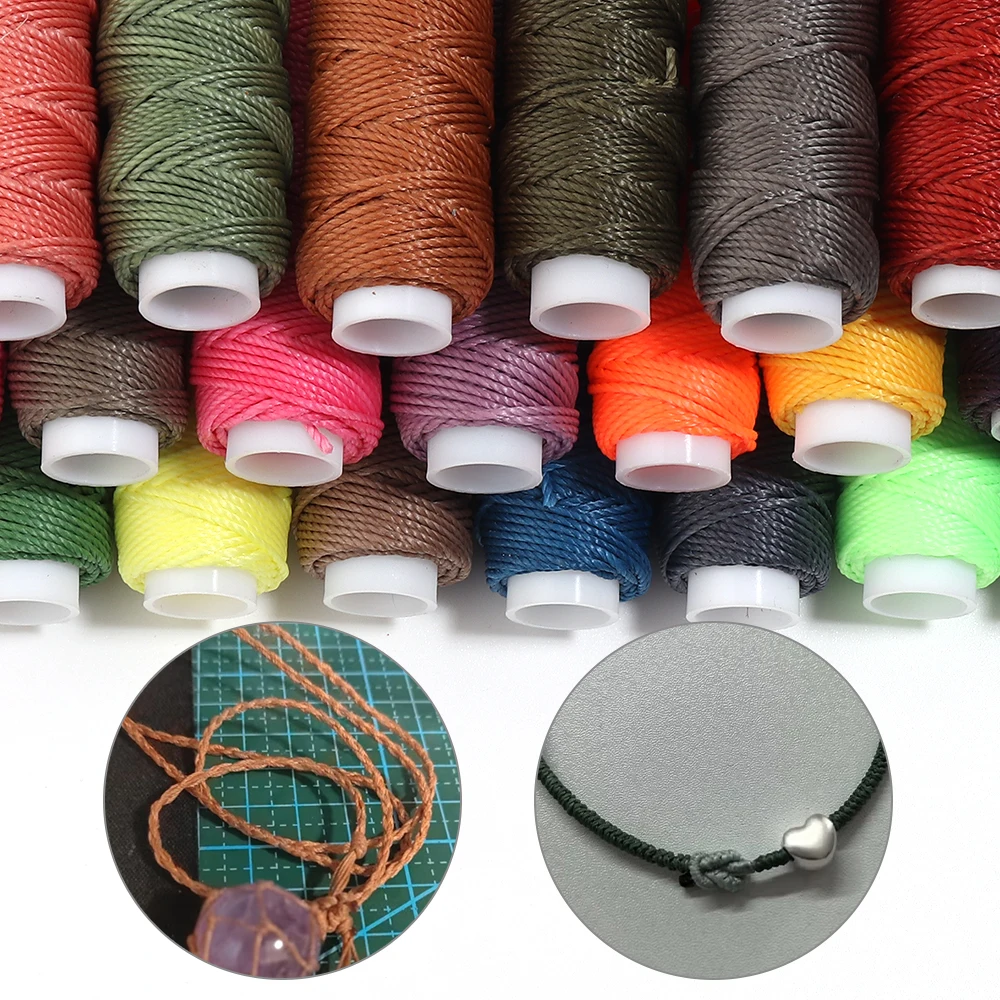 15 Meter 0,8 mm gewachste Schnur, bunte Polyester-Flechtschnur für DIY-Handarbeiten, Armbänder, Halsketten, Schmuckherstellungszubehör – Detail 4