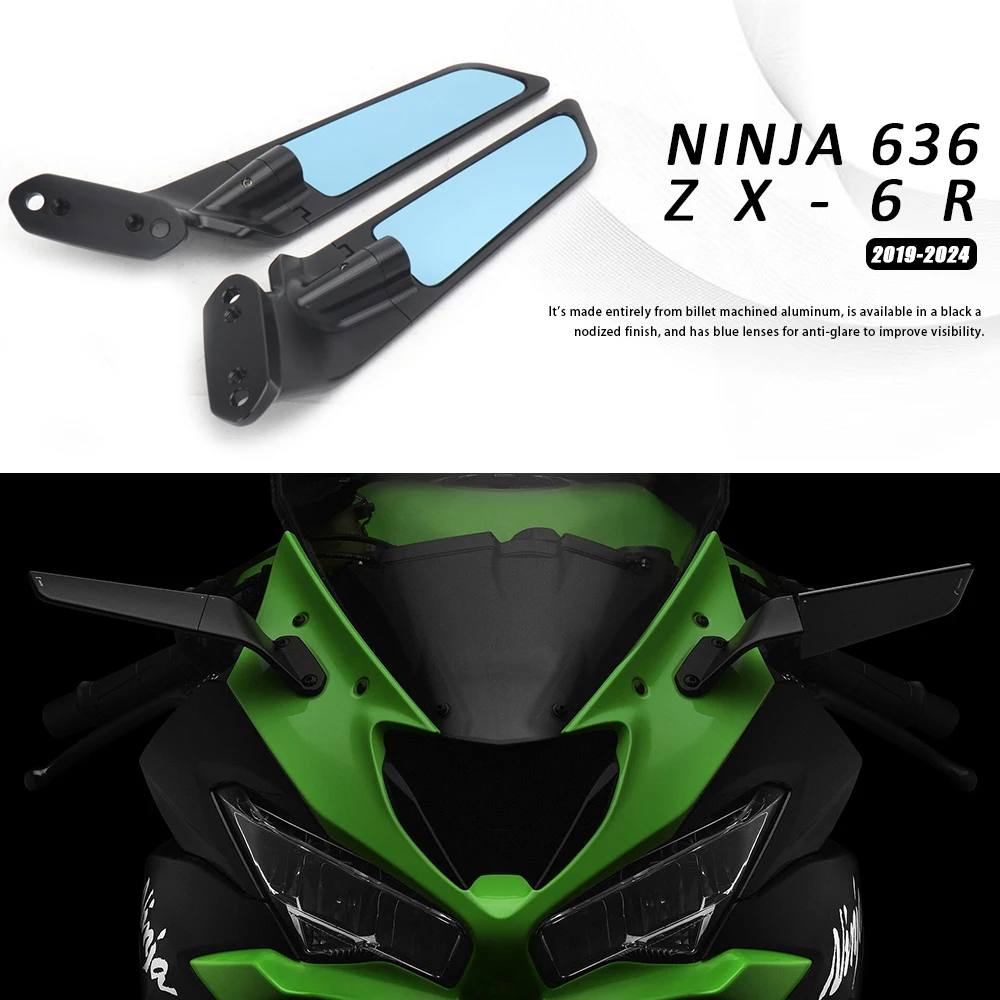 

For Kawasaki Ninja 636 ZX-6R ZX6R ZX 6R 2019-2024 Motorcycle Aaccessories Black Rear Mirrors Side View Mirrors Rearview Mirror