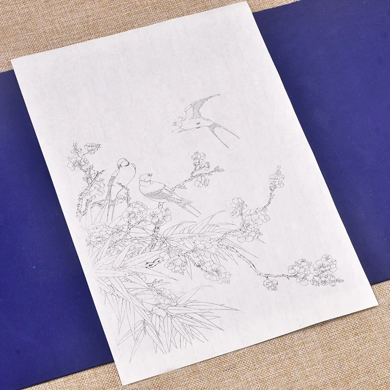Chinese Painting Rice Xuan Paper Line Drawing Butterfly Flower Bird Manuscript Meticulous Brushwork Painting Line Draft Paper