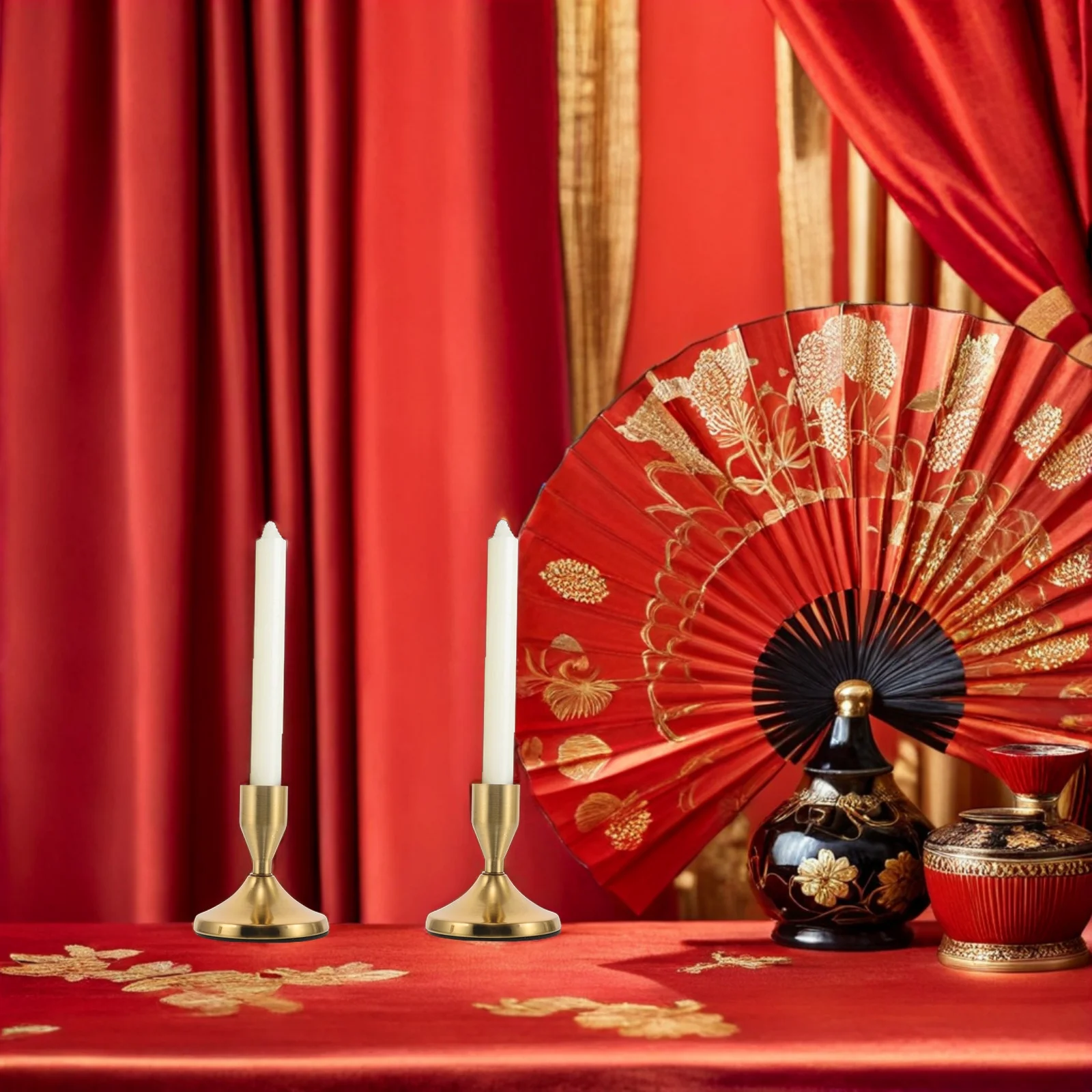 

2Pcs Metal Vintage Holders European Style Taper Candlestick Holders Table Centerpiece Wedding Halloween Christmas Party