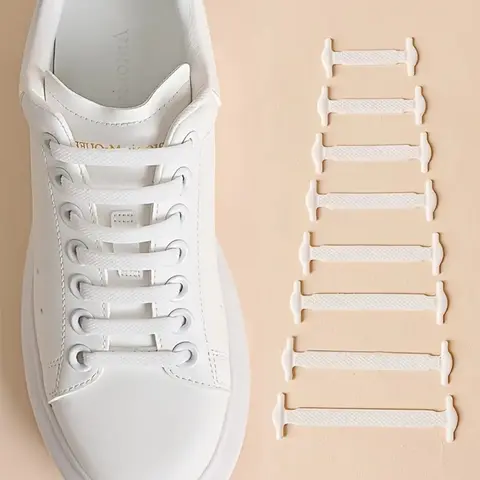 New 16Pcs Elastic Shoe Laces All Sneakers Silicone Stretch Shoelaces Unisex Fashion No Tie Shoelace Rubber Band Shoelaces