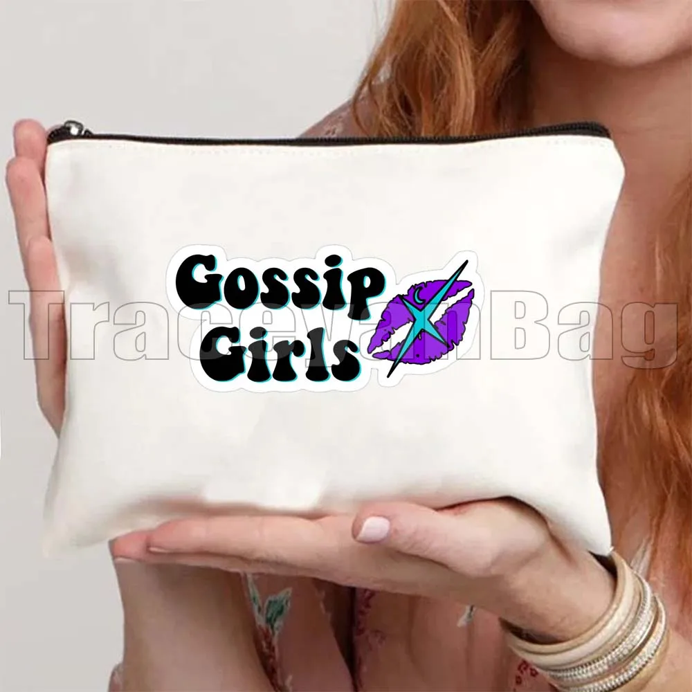 الرجعية برنامج تلفزيوني القيل والقال الفتيات بلير سيرينا تشاك مروحة الهدايا قماش حقيبة مستحضرات التجميل السفر ماكياج المرحاض حقيبة مقلمة سستة الحقيبة