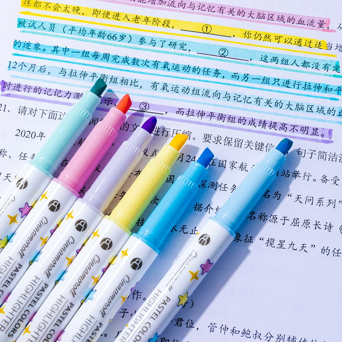 Paints With Colored Highlighters 6 Colors Markers Student Cylinder Colored Water Pen Kawaii Cinnamoroll Watercolor Pen