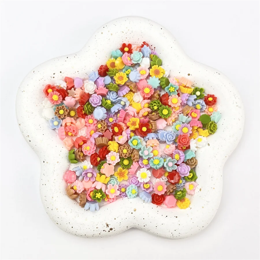 20pcs Mixed Mini Flower Resin Nail Art Charms 3D Colorful Kawaii Multi 6mm Fresh Petal Nail Decorations DIY Manicure Accessories