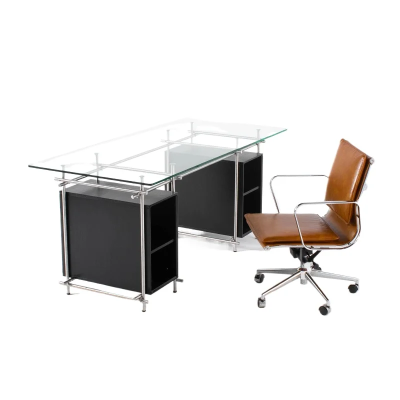 

Итальянский минималистичный стол из закаленного стекла, длинный верстак из нержавеющей стали