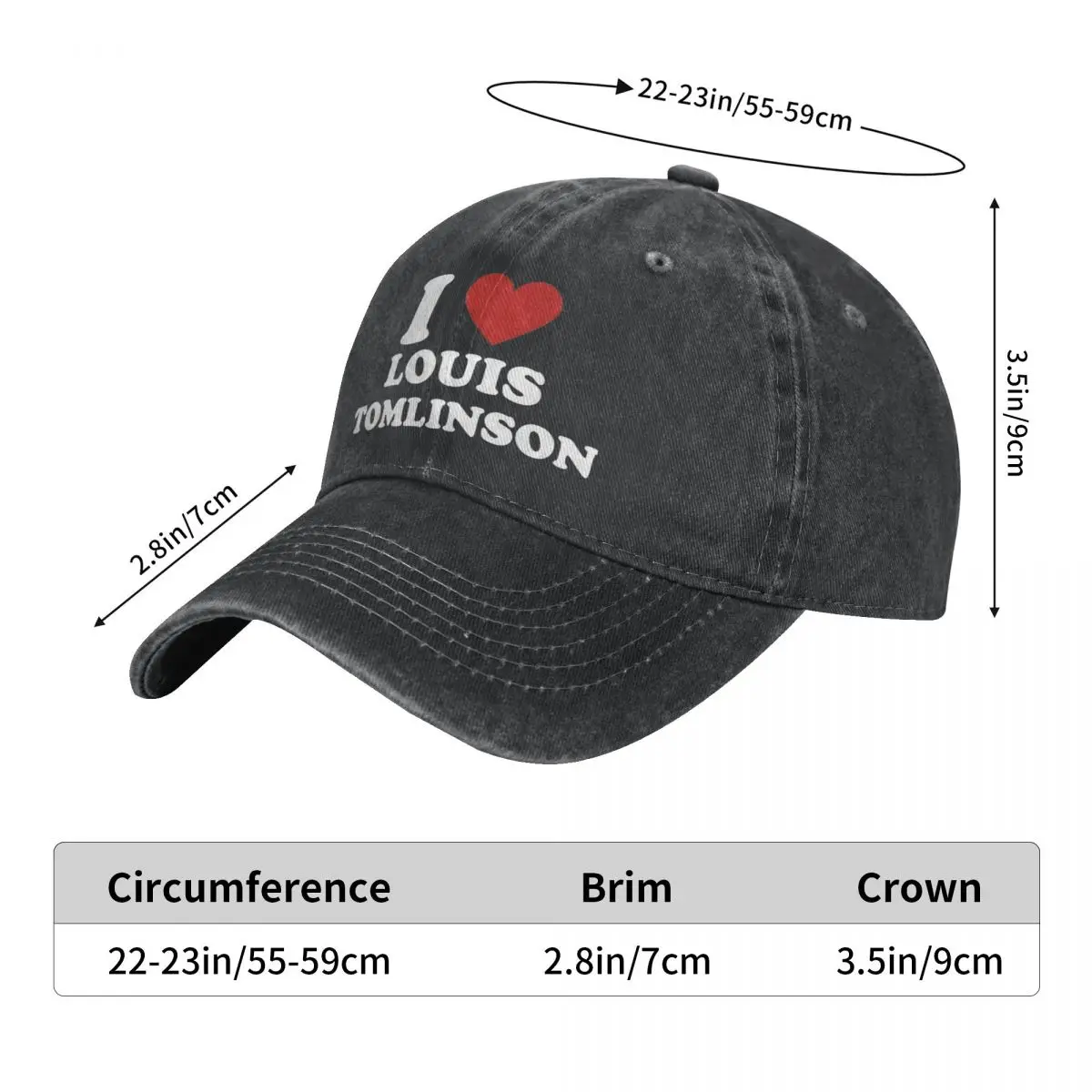 Unisex I Love Louis Tomlinsons Baseball Caps Vintage Distressed Denim Washed Sun Cap Adjustable