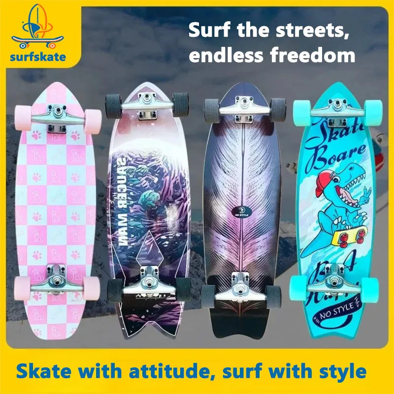 7 Layer Maple  Skateboard Street Outdoor Swallow Tail Land Surfboard Land Surfboard Ski Practice Board for Kids & Adults