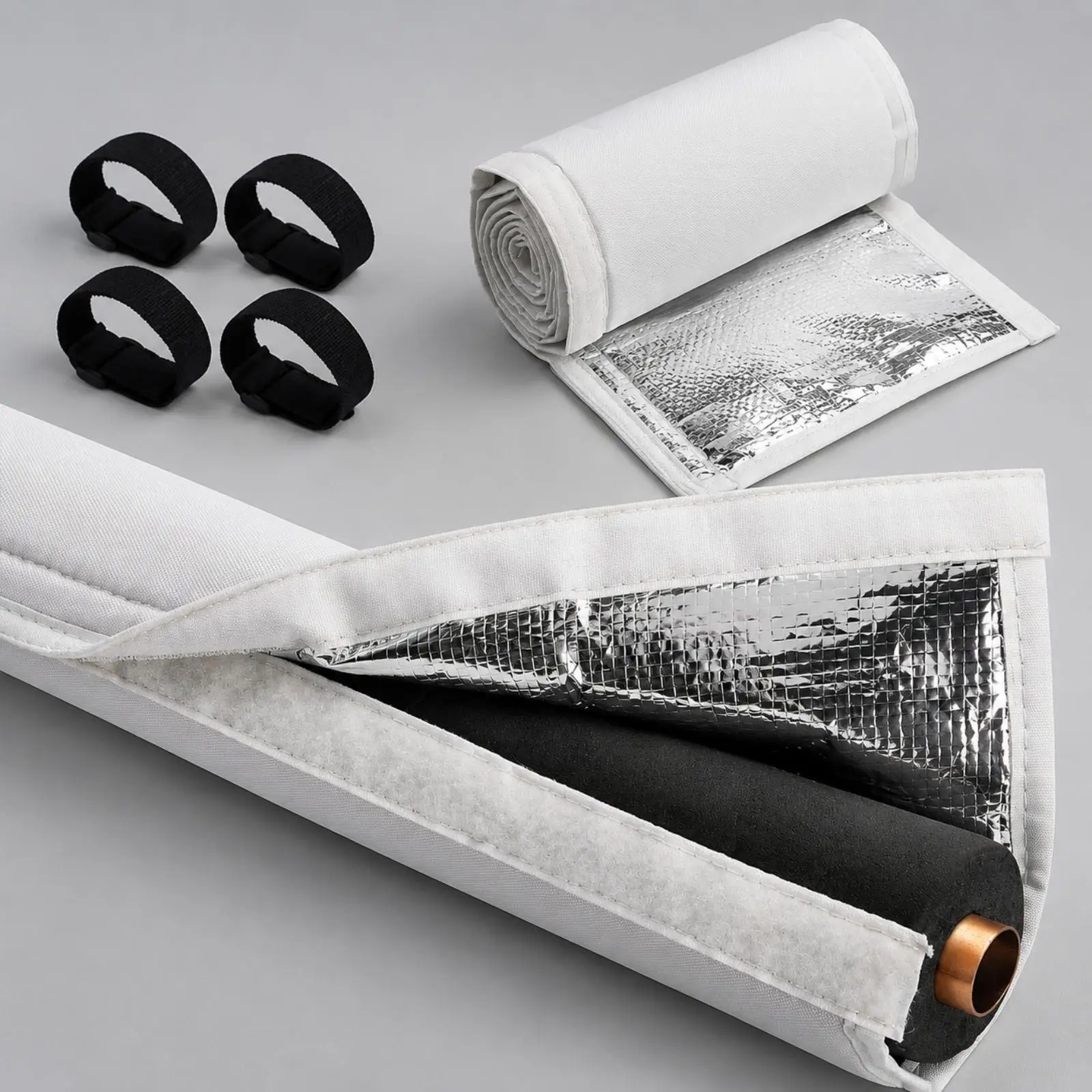 Environmental Control Pipe Sleeve for AC Lines with Fastening Straps Oxford Cloth Aluminum Lining