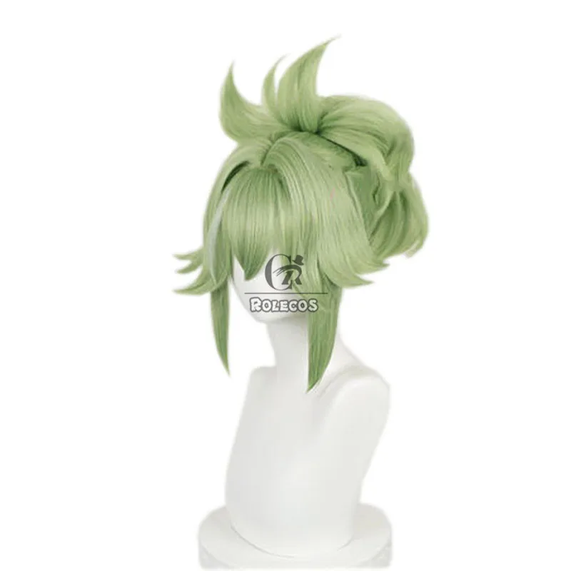 ROLECOS-Peluca de Cosplay Genshin Impact Yelan para mujer, pelo liso y corto, color azul degradado, 35cm/14 pulgadas, resistente al calor, para Halloween