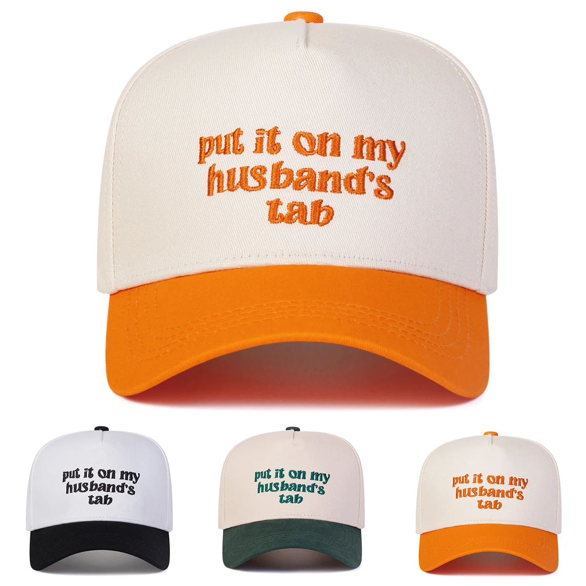 Unisex Put It On My Husband's Tab Embroidery Baseball Caps Spring Autumn Outdoor Sunscreen Hat Adjustable Casual Trucker Hats
