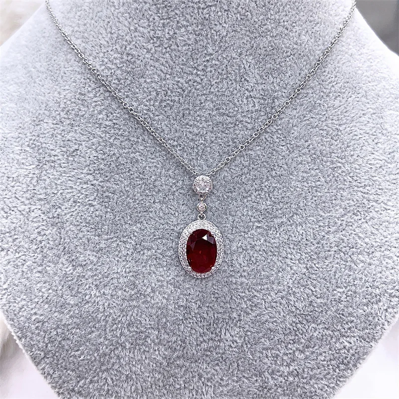 Valuable Lab Ruby Diamond Promise Jewelry set 925 sterling silver Wedding Earrings Rings Necklace for women Bridal Jewelry Gift