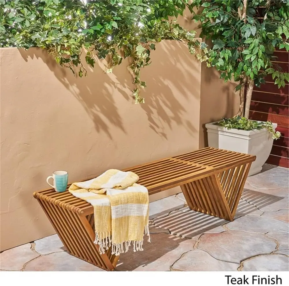 Knight Home Esme Outdoor-Bank aus Akazienholz, Teakholz-Finish