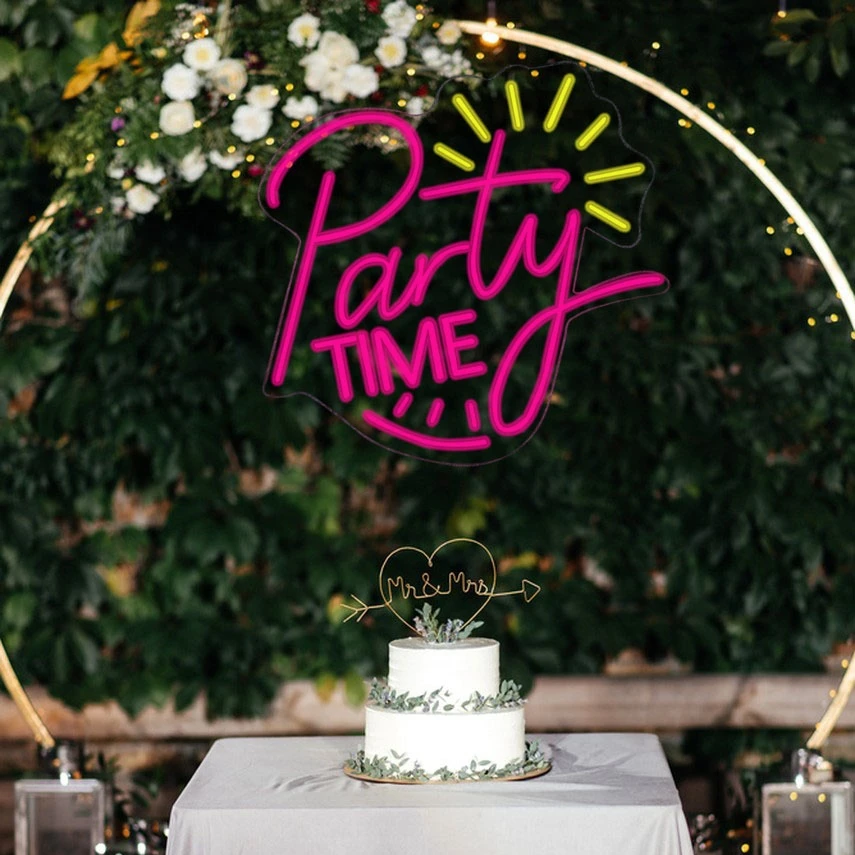 Party Time Neon Light LED Sign Wedding Reunion Home proposta Bar Party Club Shop ART Wall Decoration regalo di compleanno personalizzato