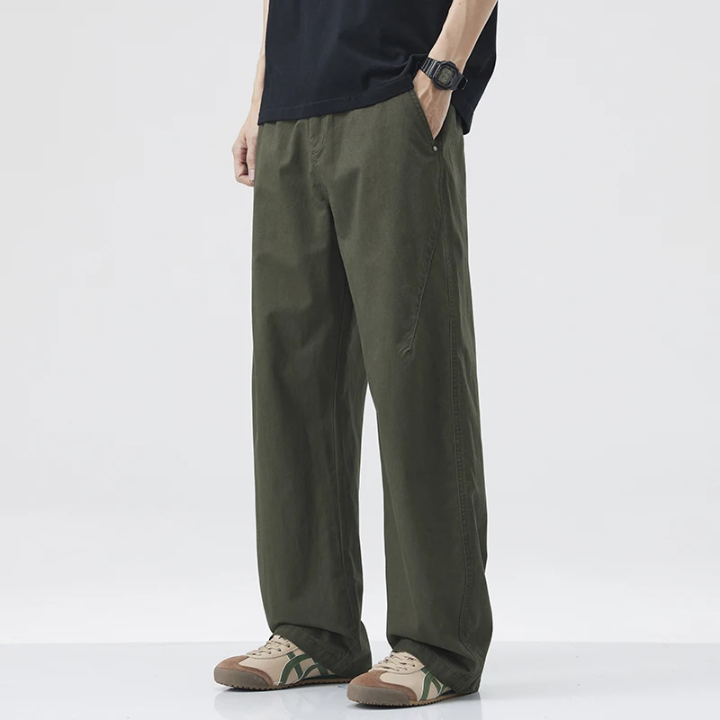

Мужские повседневные брюки свободного кроя из чистого хлопка, весна-лето, новинка, широкие штанины, тонкие, базовые, простой дизайн, модель Knife
