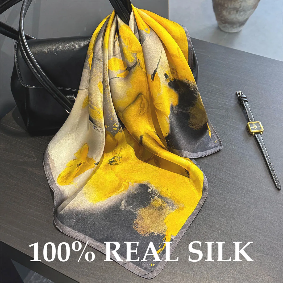 

Новый роскошный шелковый платок-бандана из 100% шелка для женщин: модный, легкий, тонкий, для путешествий, пляжа, как хиджаб, шаль, головной убор, повязка для волос