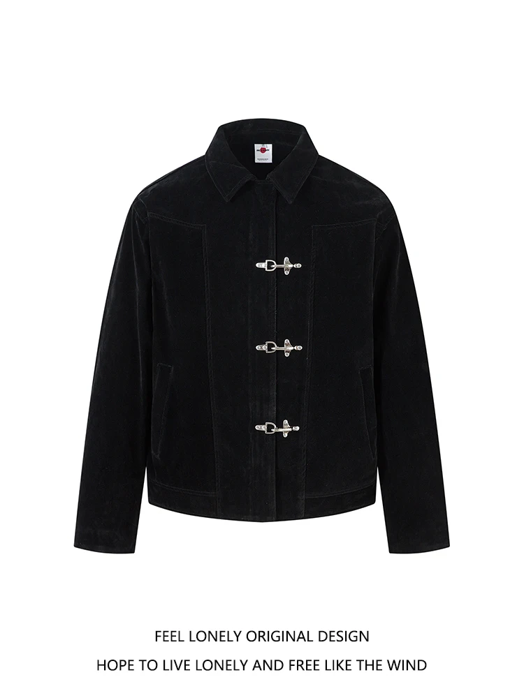 

Замшевая куртка в американском стиле в стиле ретро с металлическими булеями, простая верхняя одежда Cleanfit, молодежная модная свободная посадка, ветрозащитная длинная све