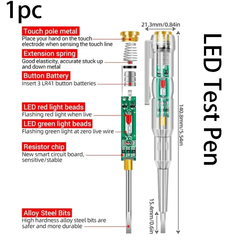LED Test Pen Voltage Tester Pen Electrician Specific Induction Breaking Wire Measuring Tool High Bright Electrical Screwdriver