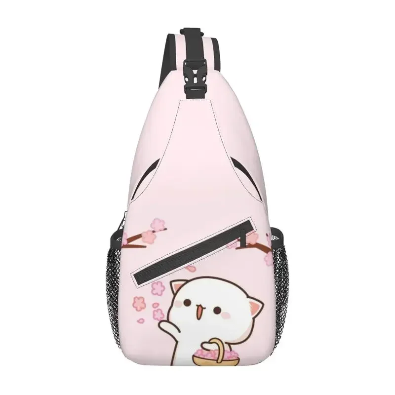 Kawaii Mochi Cat Peach And Goma Crossbody Sling Backpack Men Custom Shoulder Chest Bag for Traveling Daypack