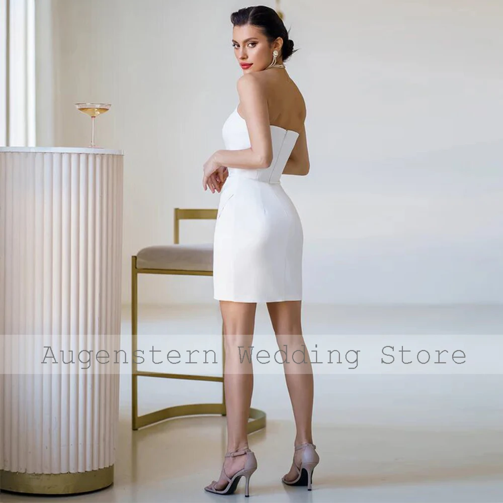 Simple White Short Wedding Dress Spandex Pleat Tiered White Gown Wedding Party Straight Sweetheart 2024 Bride Gowns for Women