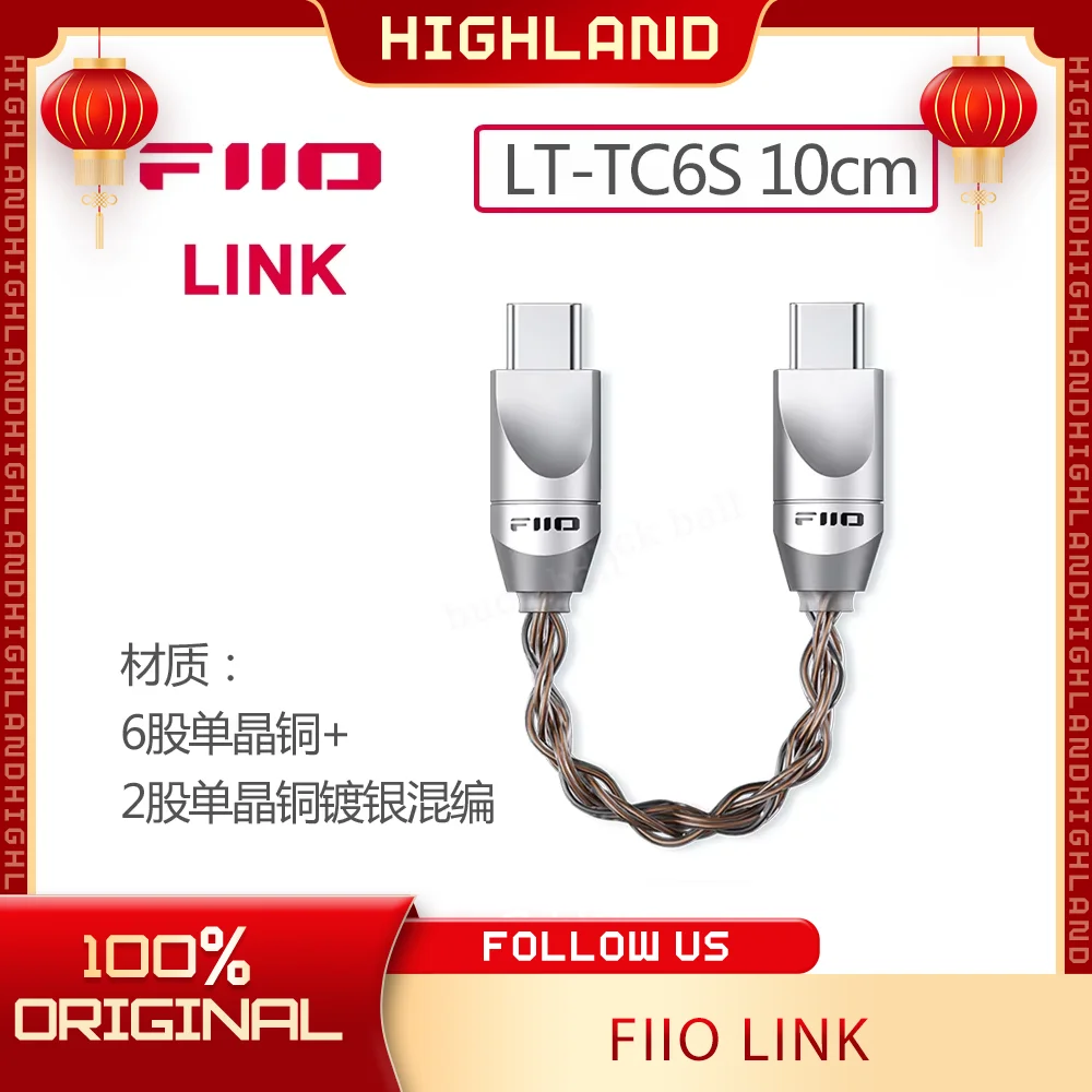 

New Fiio Link Lt Tc6s Digital Audio Cable Usb Type-C Amplifier Accessory Mobile Decoding Headphone Custom Audio Data Line Gifts