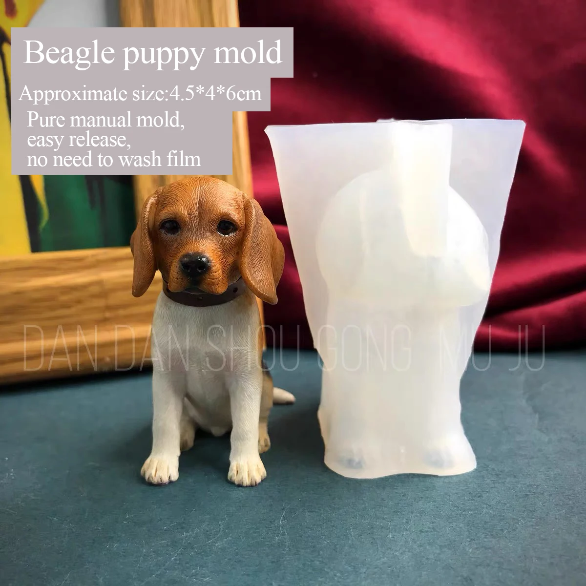 

Beagle mold drop glue Aromatherapy plaster handmade DIY three-dimensional mold cute Beagle puppy silicone grinder