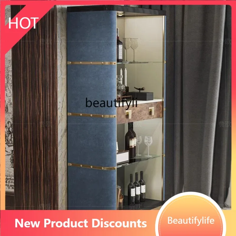 

A07 Light luxury glass wine cabinet against the wall Customized restaurant locker Italian postmodern high-end partition bookcase