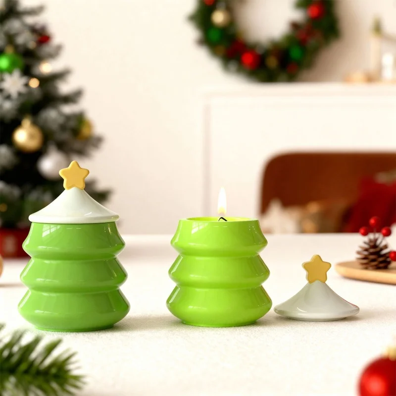 شجرة عيد الميلاد شكل زخرفة صنع كوب شمعة الجبس قالب من السيليكون لتقوم بها بنفسك الروائح زهرية تخزين جرة مع غطاء قالب راتنجات الايبوكسي