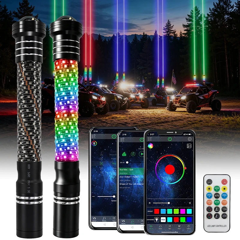 2026 new  whip light, suitable for off-road vehicle roof flags, with white, red, green, blue 2-foot strip lights