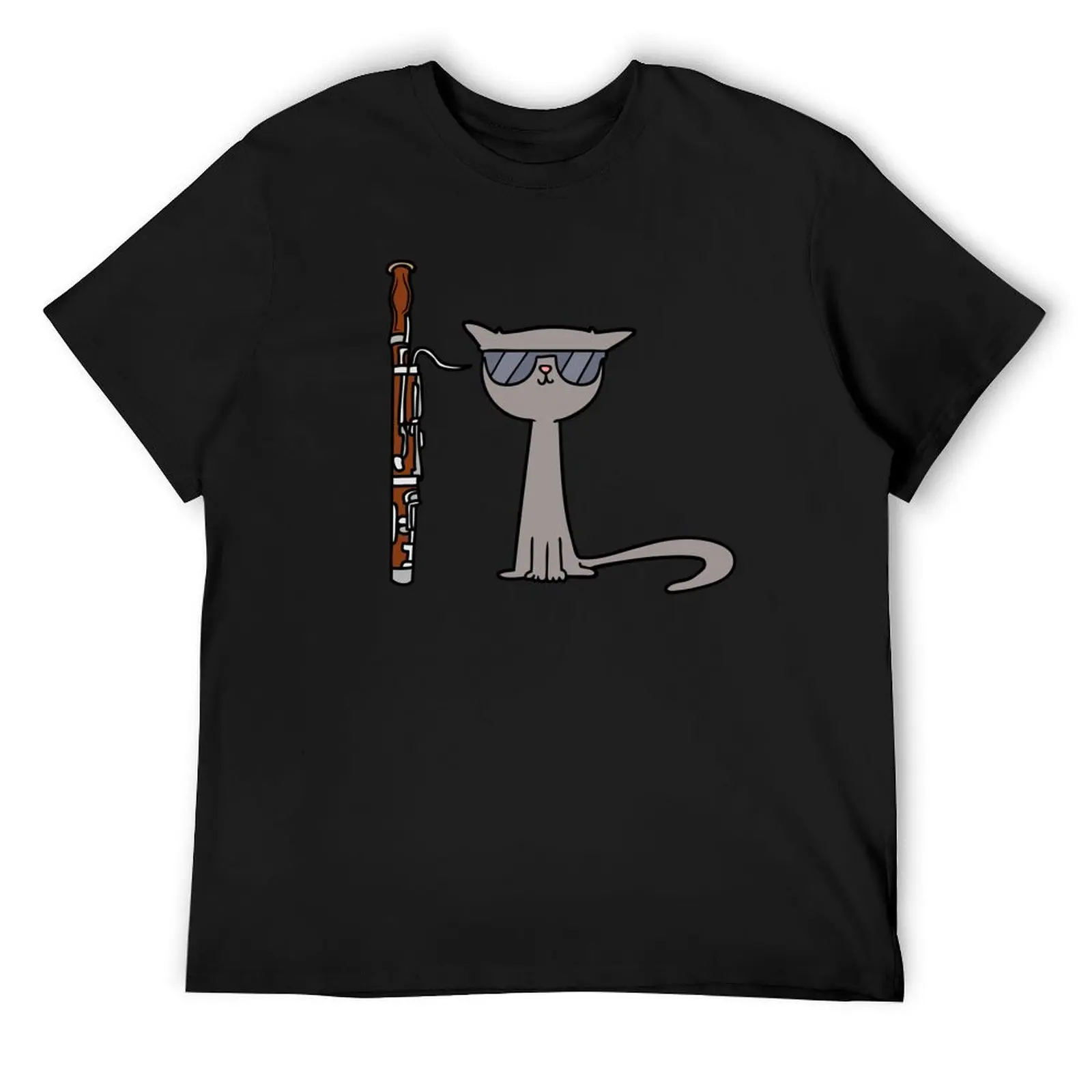 Cool Cat With A Bassoon. T-Shirt blanks tees Men's cotton t-shirt