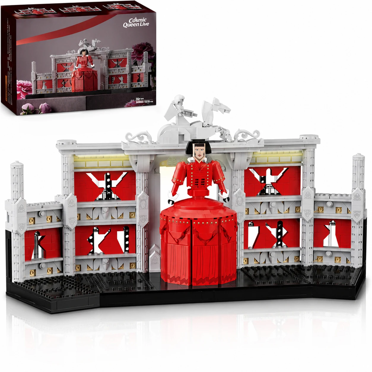 1379PCS Music Stage Theater Building Blocks With LED Light Up Backdrop Character Figure DIY Collectible Creative Desktop Ornament Display Puzzle Toy