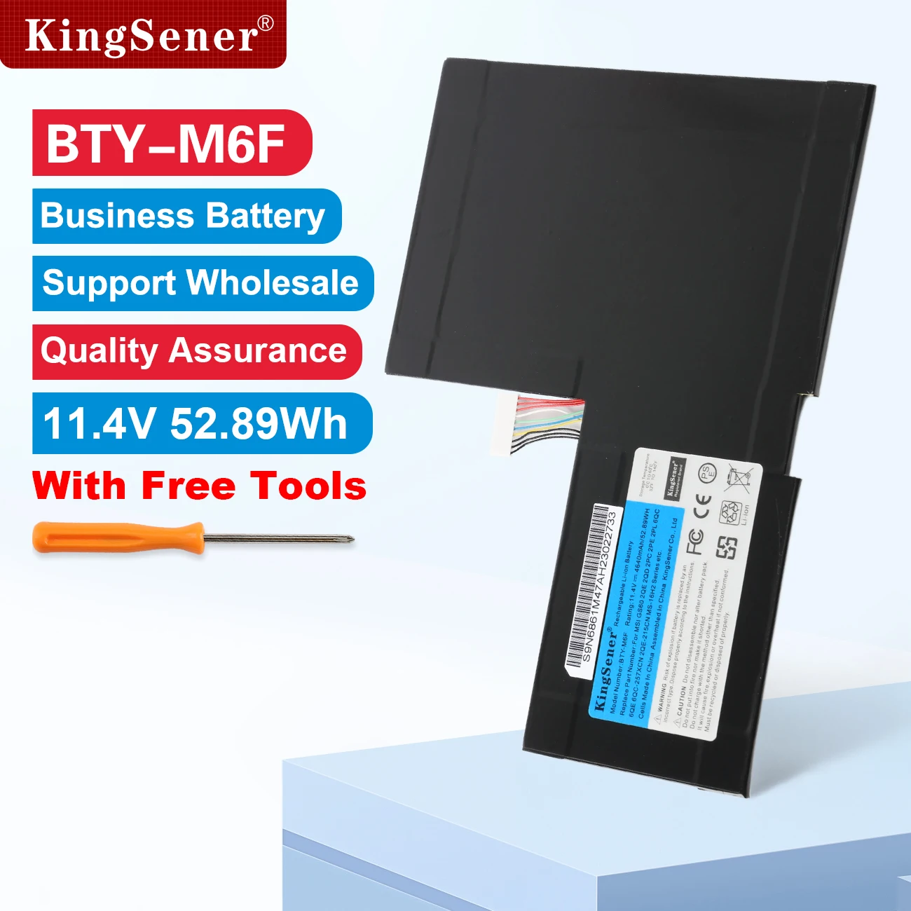 

KingSener BTY-M6F Laoptop Battery For MSI GS60 2QC 2QE 2PM 2PC 2PL 6QC PX60 6QE 6QD MS-16H2 MS-16H4 11.4V 4640mAh Fast Delivery