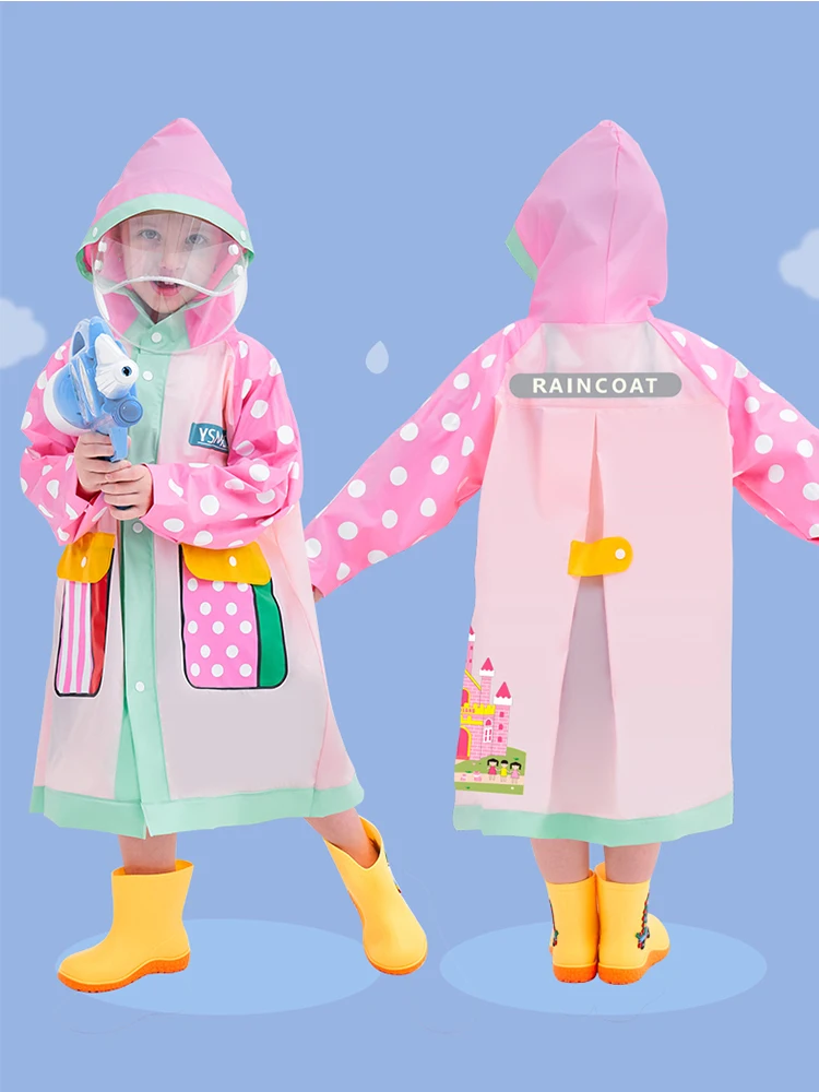 Stylish Kids Raincoat Children Raincoat,Reusable Rainwear,Full Body Waterproof with Bag Space and Pockets,Cute School Raincoat