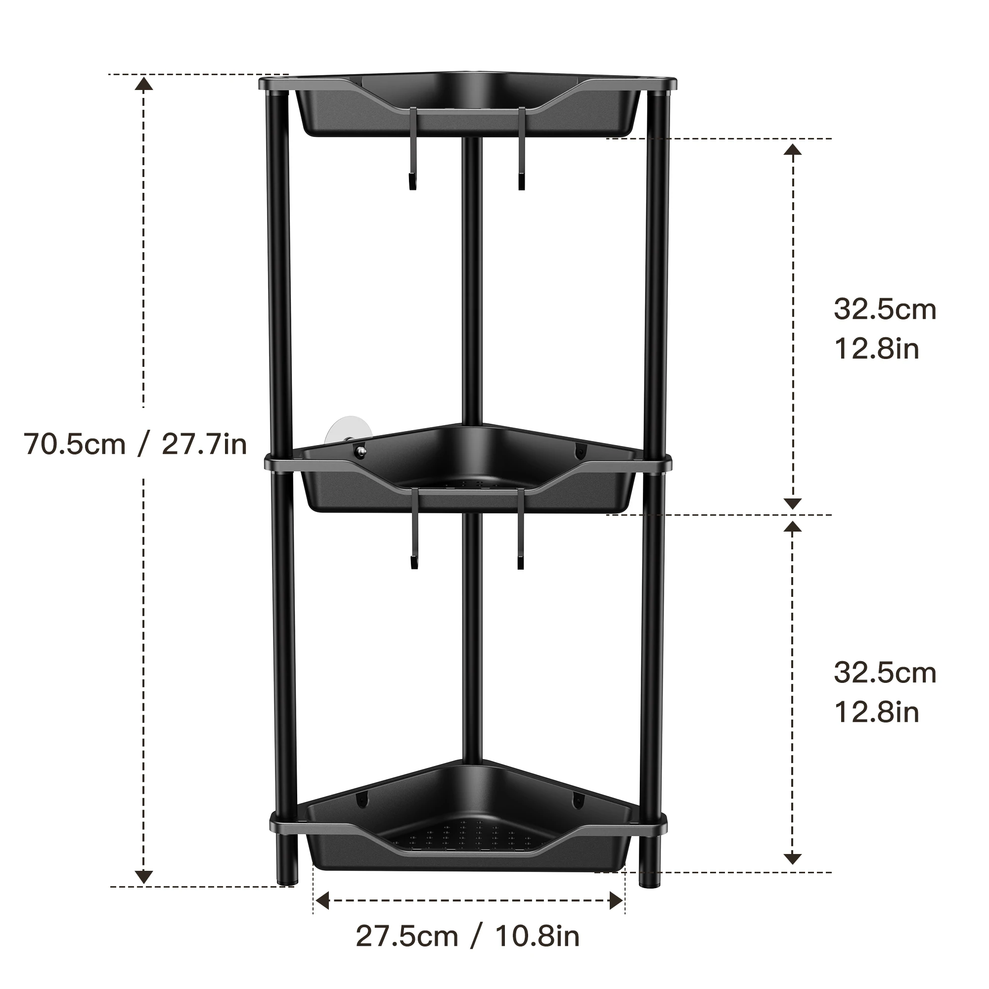 3 Layer Metal Corner Bathroom Shelf Floor Standing Triangle Storage Rack Plastic Shower Basket Kitchen Organizer Home Accessory