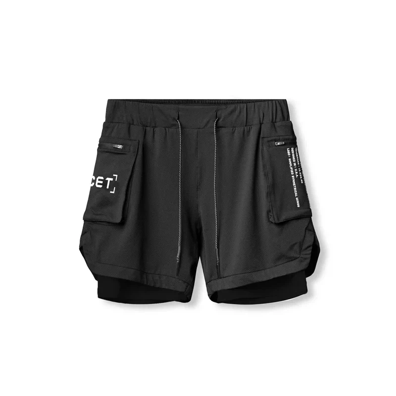Men's Sports Shorts Sportswear Double-deck Running Shorts 2 In 1 Athletics Bottoms Summer Gym Fitness Training Jogging Pants