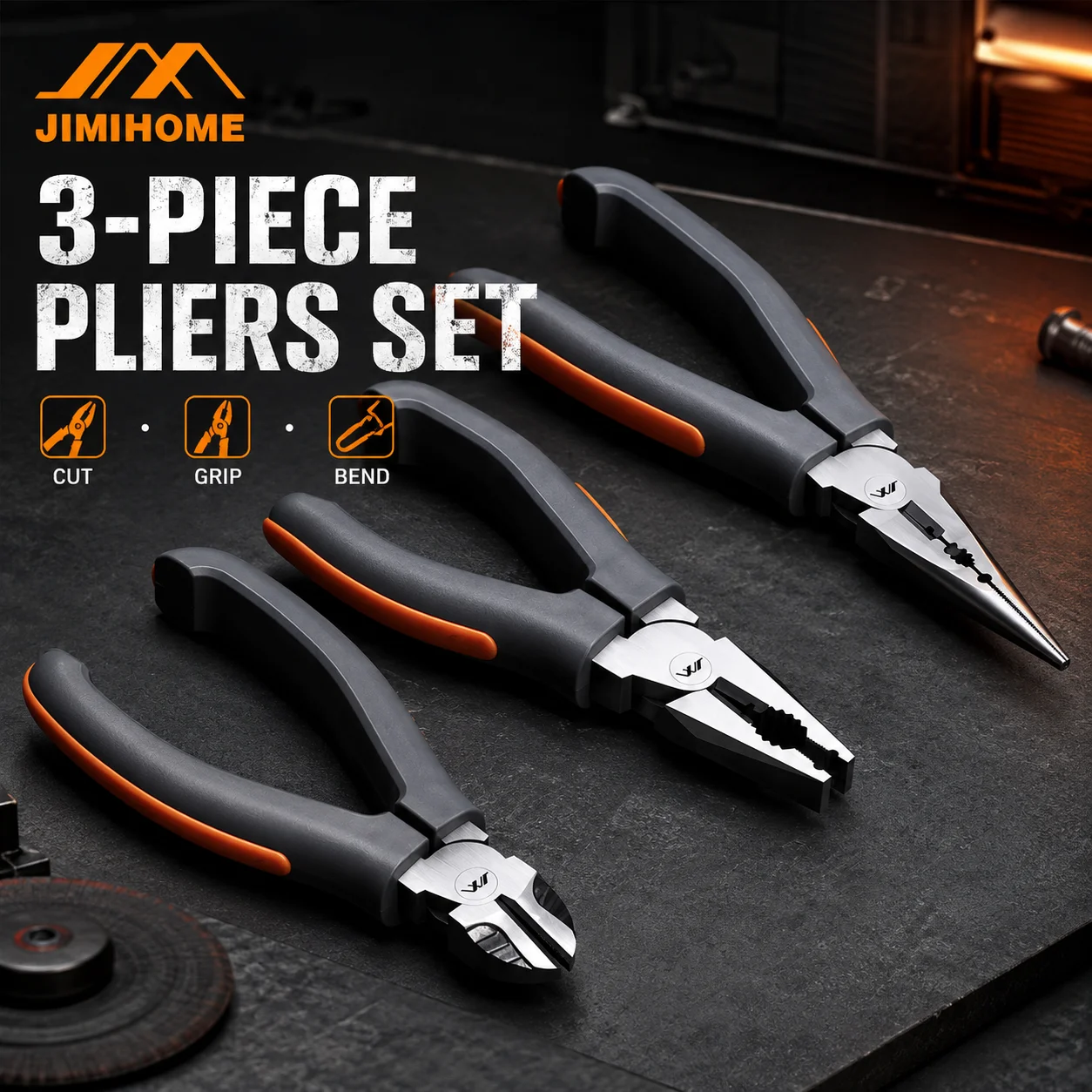 JIMIHOME JM-G1506N/G1606N/G1706N 6 Inch CRV Long Nose/ LineMan / Diagonal Pliers Crimping Tool Multifunctional Pliers