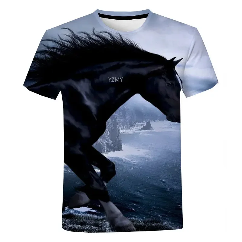 Summer 3d Horse Print Ladies Clothing Top Women O-neck Harajuku Tee Shirt Casual Streetwear Short Sleeve Tshirt