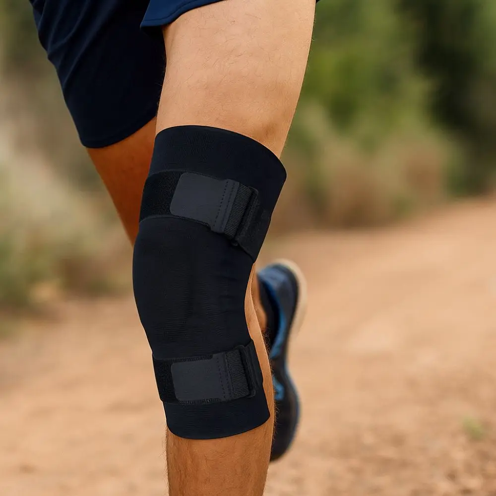 Rodillera transpirable, funda de compresión ajustable antideslizante, correas dobles, soporte de resorte, rodillera, ejercicio de soporte