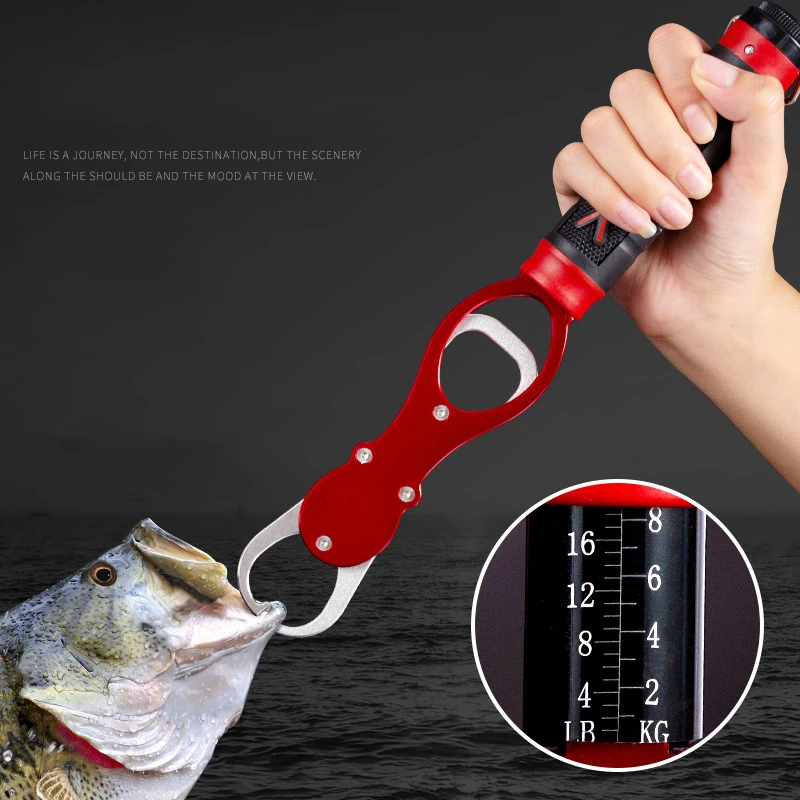 1pc Fishing Gripper Lip Grippers Fishing Fish Grabber Tool Lip Clamp With Weight Scale Anti-Rust For Beginner Fishing Enthusiast