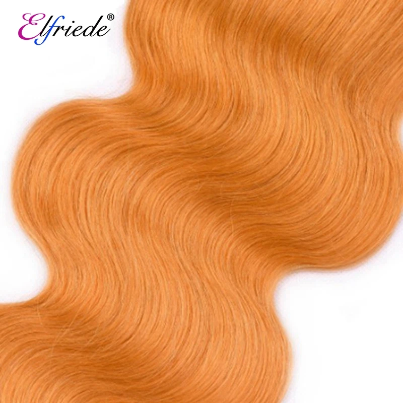 Elfriede Body Wave Orange Remy Human Hair Bundles 100% Human Hair Extensions Colored 3/4 Bundles Deals Human Hair Sew In Wefts