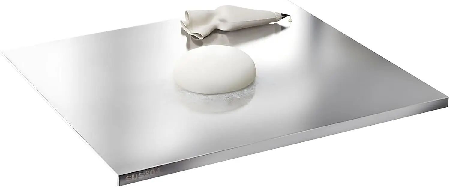 

304 Stainless Steel Cutting Board with Non-Slip Pad, Large Kitchen Chopping Board for Meat & Vegetables