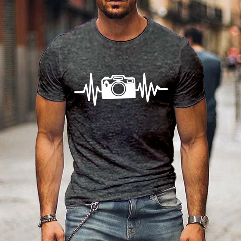 Camisetas de calle con estampado de latido de corazón para hombres y mujeres, camisetas luminosas, camisetas de manga corta de verano, camiseta de