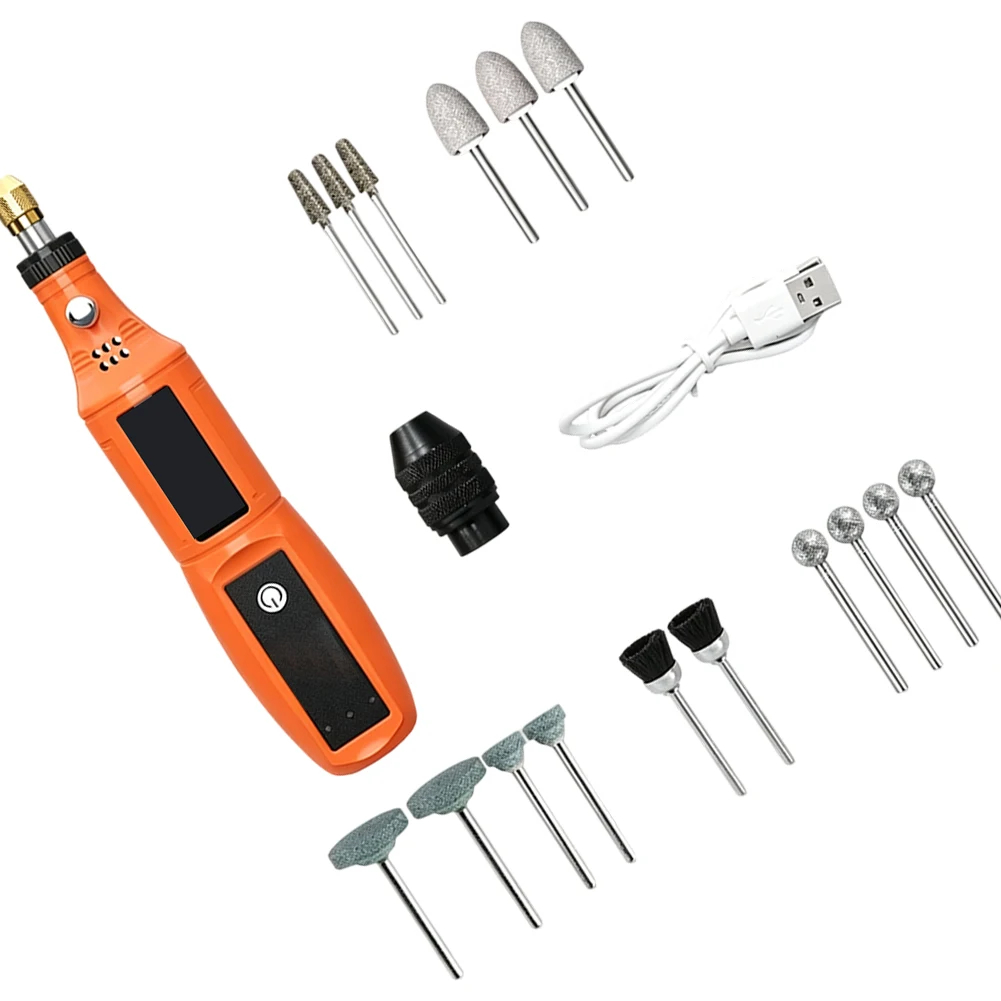 Cordless Rotary Tool for Engraving Drilling Polishing on For Wood Metal Jade with 20 Diamond Bits USB Rechargeable 3.7V Battery
