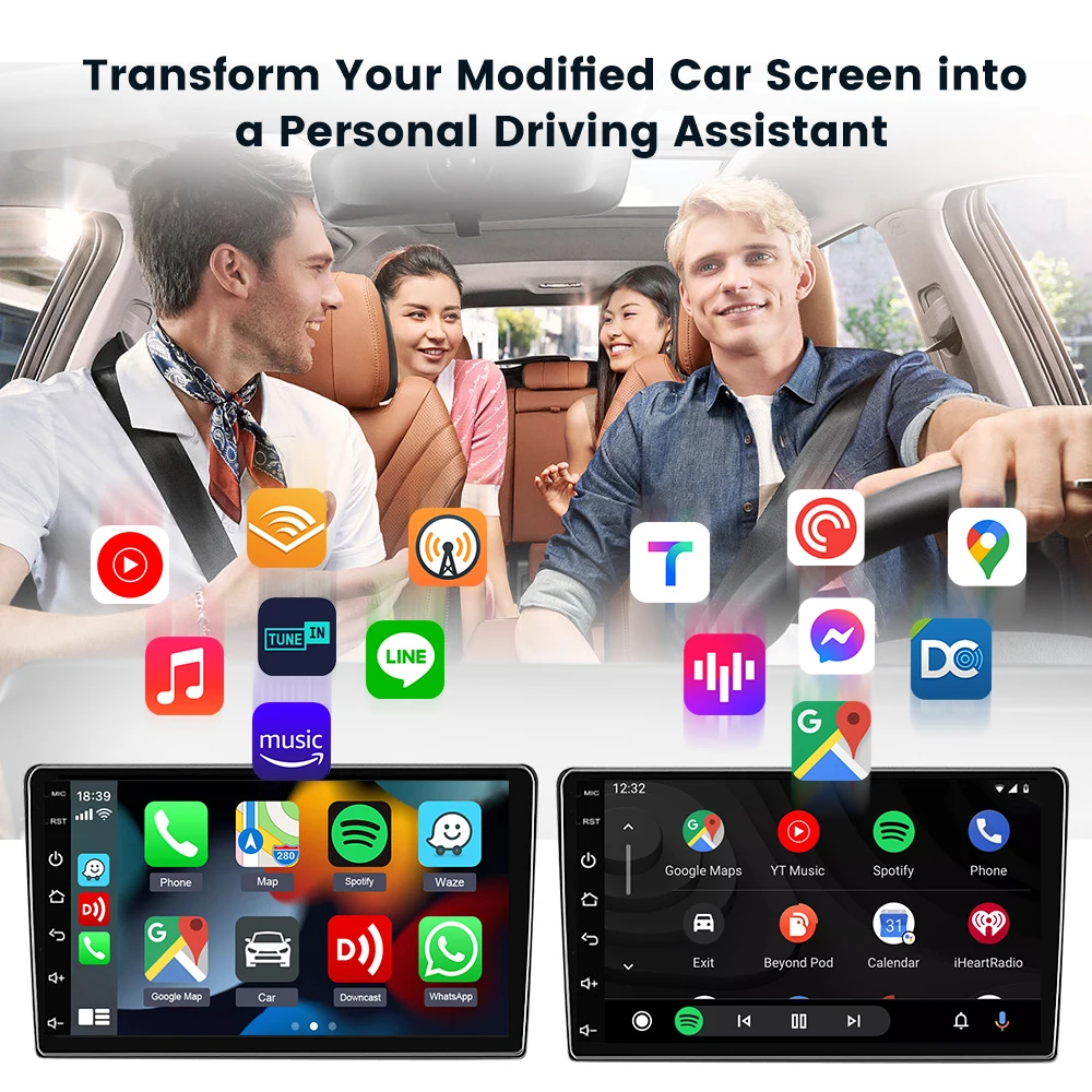 محول CarPlay لاسلكي USB من CarlinKit يعمل بنظام Android Auto يدعم نظام Android Car Spotify وWaze Map وPhone Mirror Connect Car Smart Car Box