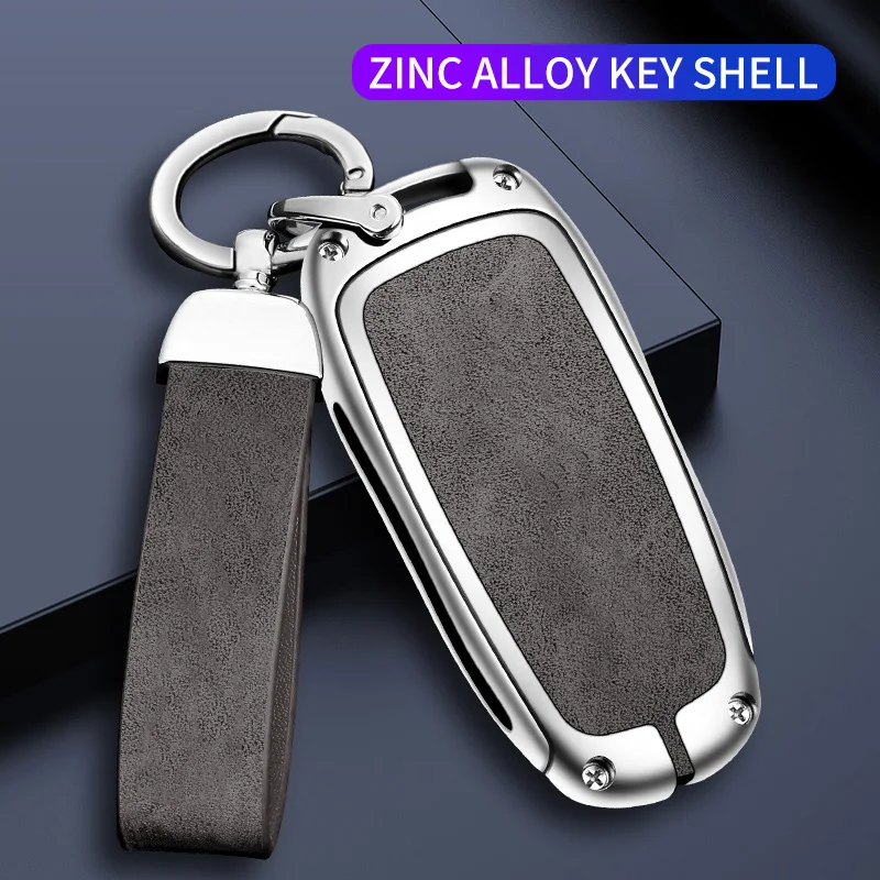 Zinc Alloy Leather Car Remote Key Case Cover Protection Shell Fob for Tesla Model X Tesla Key Cover Auto Interior Accessories