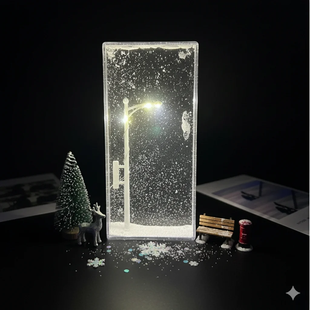 Snow Scene Night Light led Snowy Flowing Hemp handmade diy small night-light Handmade-Decoration Holiday Lighting lamp for-gift