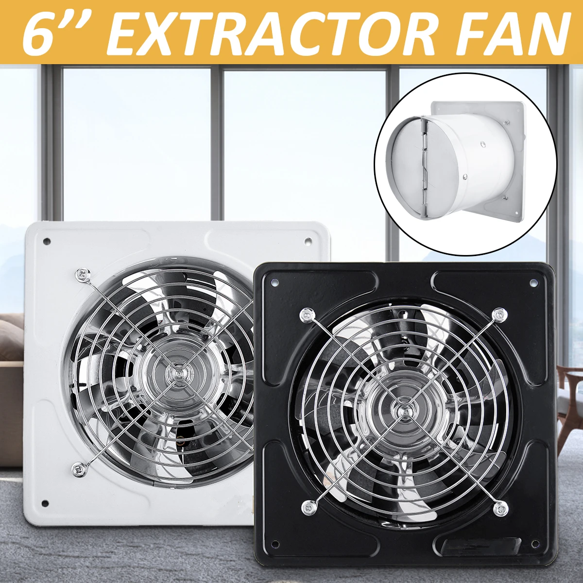 6 Inch Exhaust Fan 220V Ceiling Window Fan Waterproof Extractor Exhaust Ventilation Pipe Fan Bathroom Kitchen Air Cleaner Fan