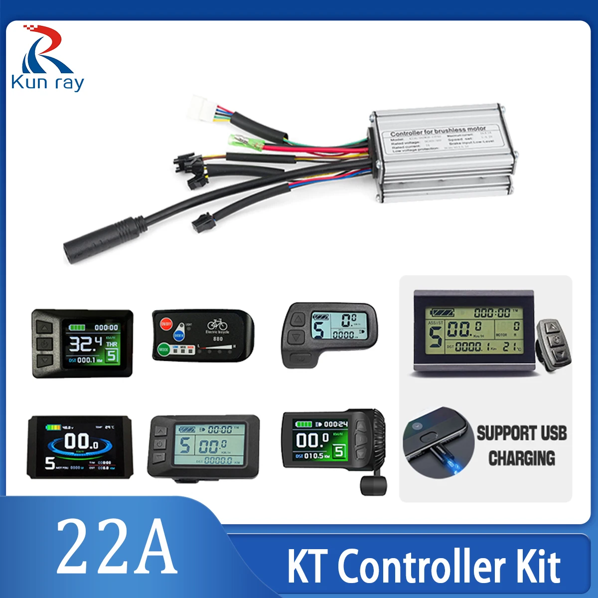 

36V48V 500W750W EBike Controller KT-22A Brushless Controller ,KT Controller Compatible with KT Display LCD3 LCD5 LCD8SU